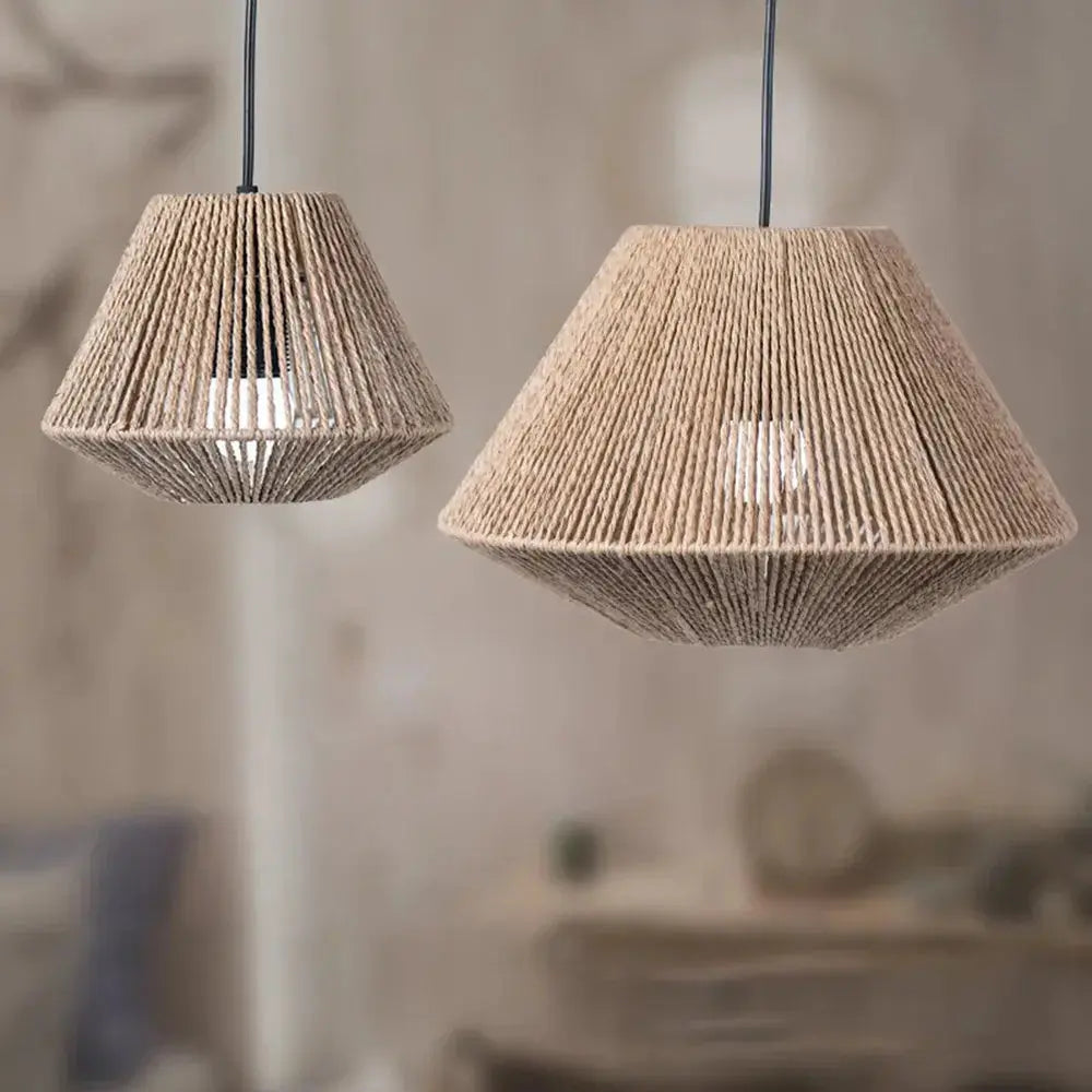 Elegant Rattan Pendant Lamp – Rustic Geometric Lighting for Any Space Noxord