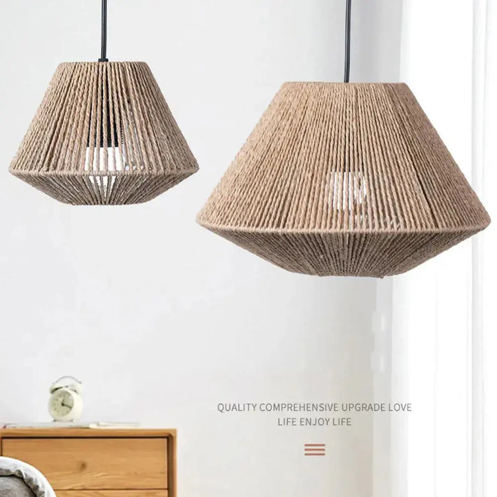 Elegant Rattan Pendant Lamp – Rustic Geometric Lighting for Any Space Noxord
