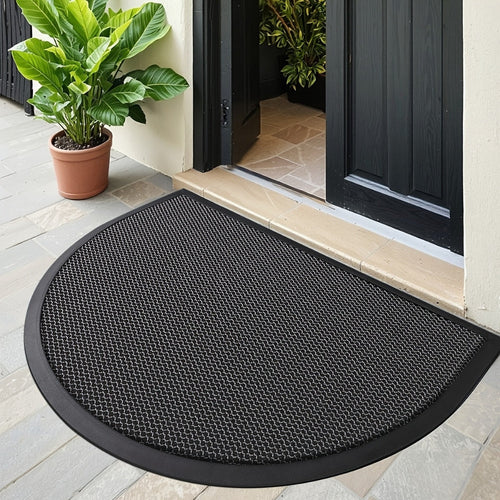 Non-Slip Semi Circle Doormat for Front Door – Durable Cotton-Poly Outdoor Mat – Stylish Welcome Mat for Home Entrances