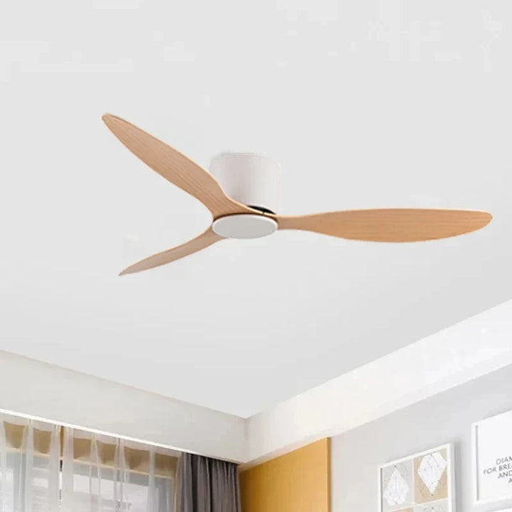 42-52 Inch Ceiling Fans with DC Motor — Remote Control Low Floor Cooling Fans, No Light, White Wood & Black Options | Kalsten