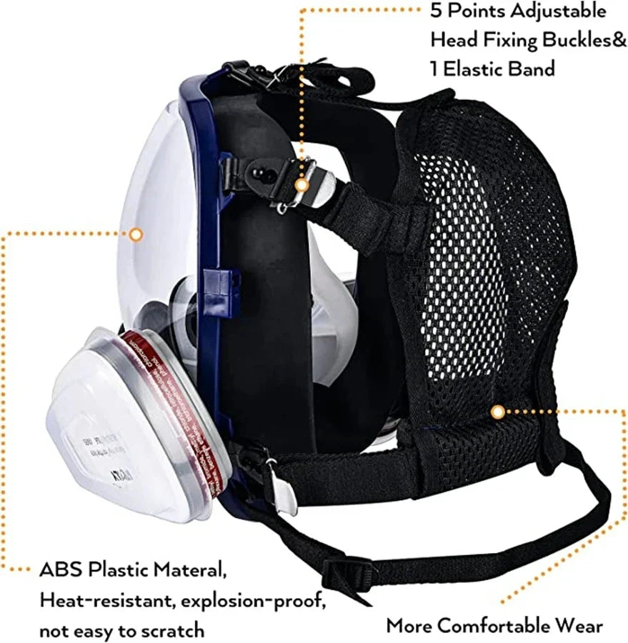 Kalsten | Full Face Respirator Mask with Anti-Fog Lens and Industrial Gas Filters