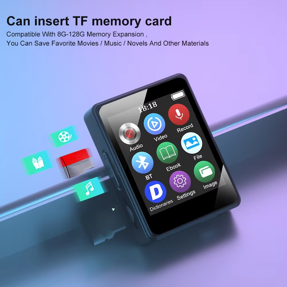 Kalsten | Portable Bluetooth MP3 Player with HiFi Stereo, Mini MP4 Video Playback, LED Screen and Voice Recording