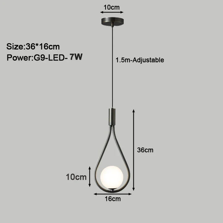 Modern LED Pendant Light – Nordic Frosted Glass Ball Chandelier with G9 Bulb for Bedroom, Living Room, and Dining Room | Kalsten