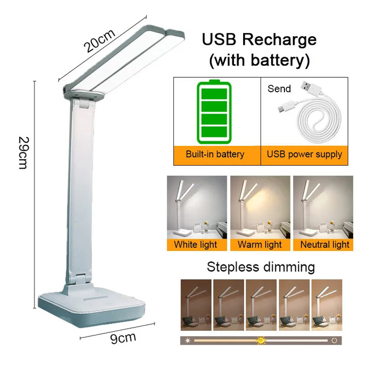Kalsten | LumiFold | LED Desk Lamp | 3 Brightness Levels & Touch Control | USB Rechargeable & Foldable