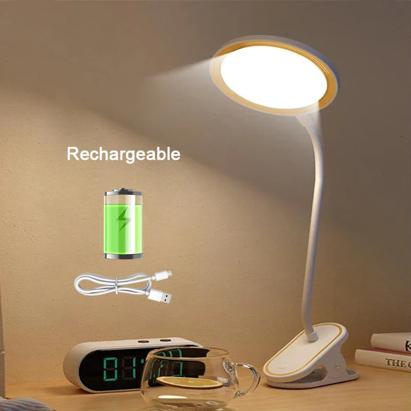 ClipLuma LED Table Lamp | USB Rechargeable | 3 Brightness Levels | Eye-Friendly | With Clip Mount | Kalsten