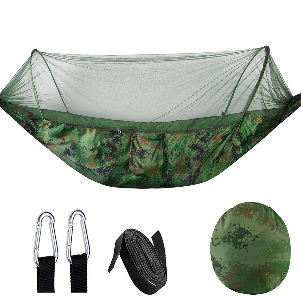 OutdoorRelax Hammock with Mosquito Net and Quick Closure – 200 kg load capacity | Kalsten
