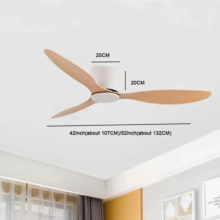 42-52 Inch Ceiling Fans with DC Motor — Remote Control Low Floor Cooling Fans, No Light, White Wood & Black Options | Kalsten