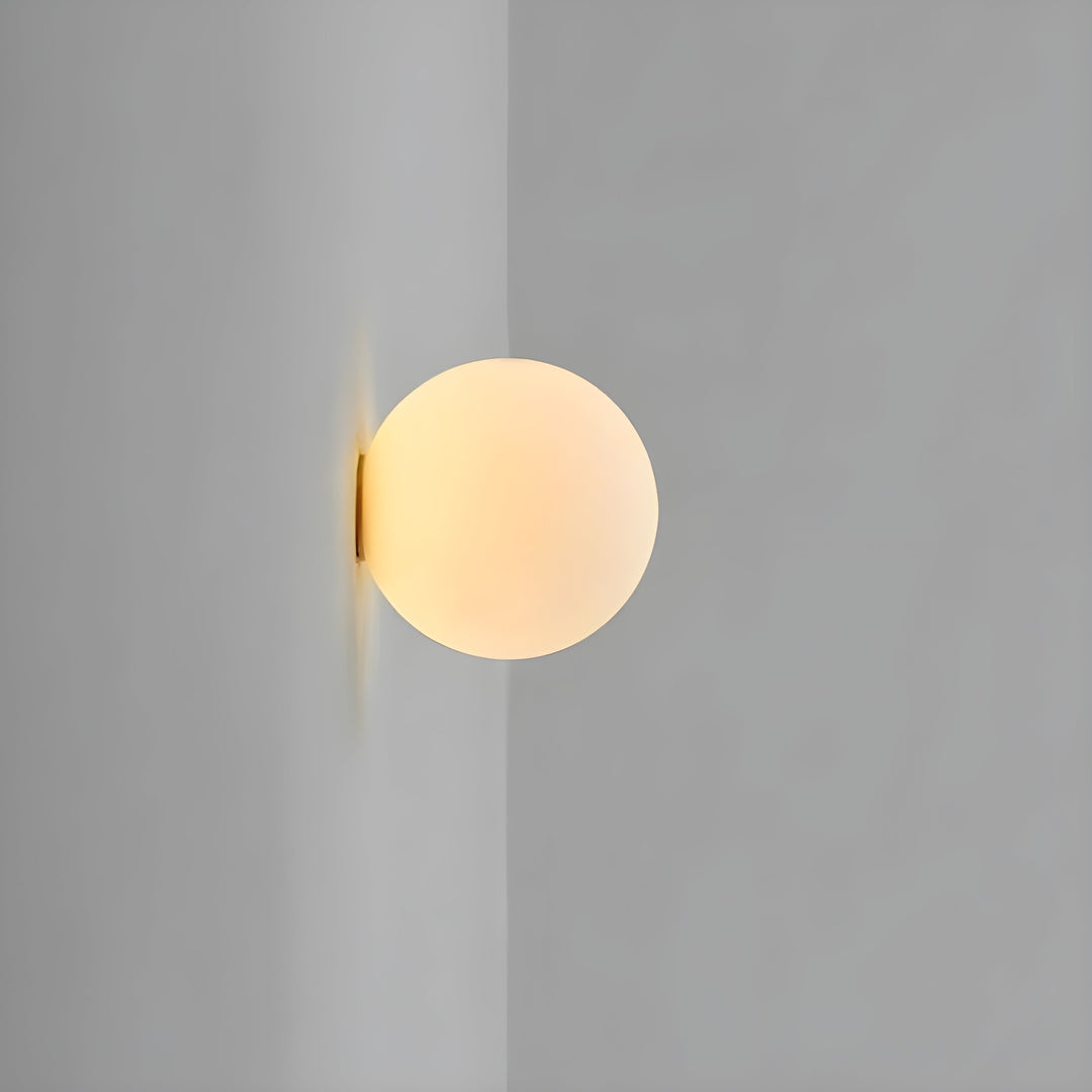 GlasAura Wall Lamp with Matte Glass Ball and Metal Base | Kalsten