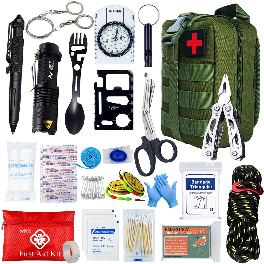 Kalsten | Survivora24 Emergency Set | 24-Piece Outdoor Survival Kit with First Aid Equipment | For Hiking, Camping, Disaster Protection & Adventure