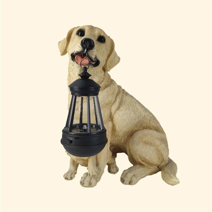 Solar-Powered Outdoor Resin Dog Statue Lamp | Kalsten