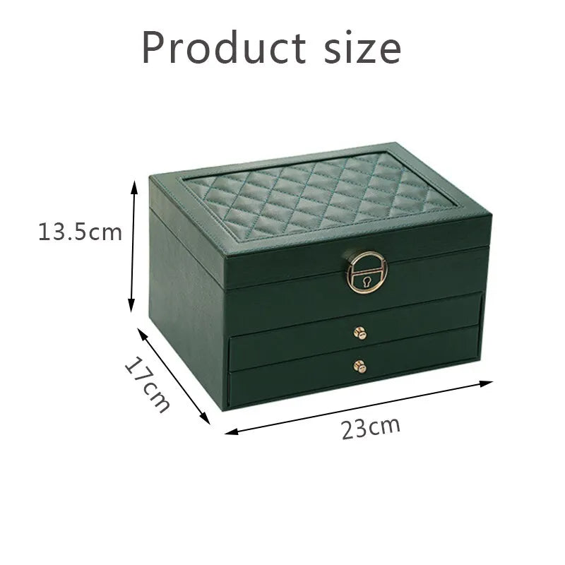 Lockable Multi-Layer Leather Jewelry Box Noxord