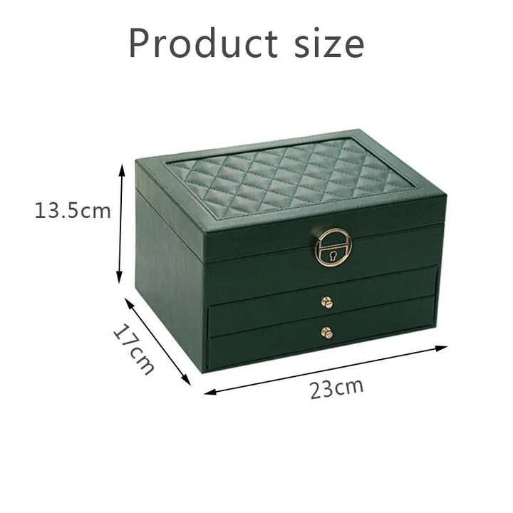 Lockable Multi-Layer Leather Jewelry Box Noxord