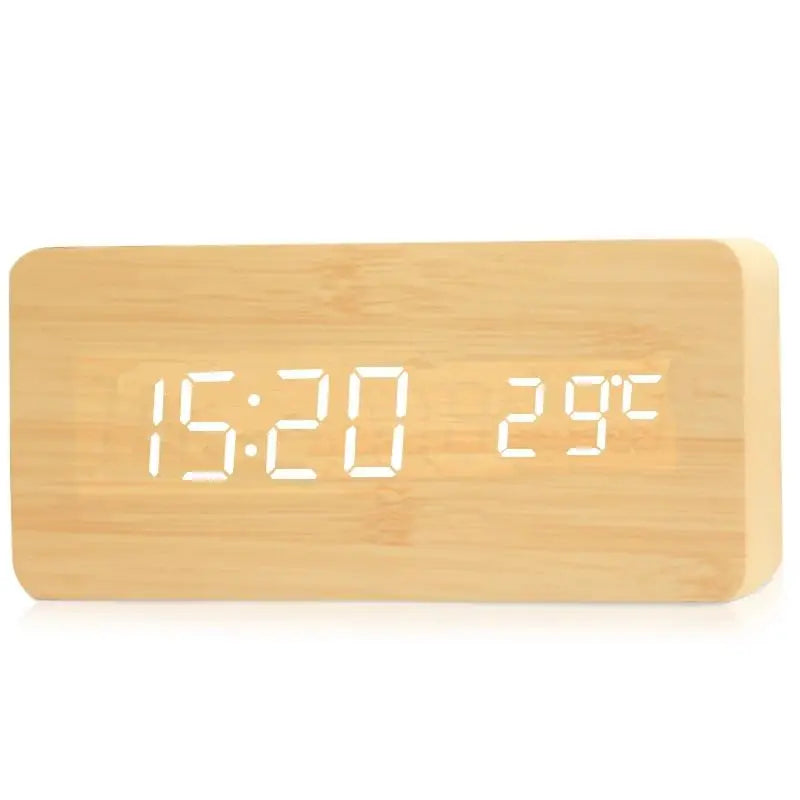 Wood Digital Alarm Clock – LED Display