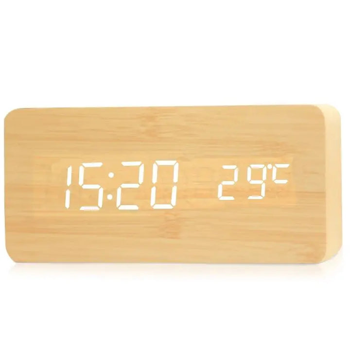 Wood Digital Alarm Clock – LED Display
