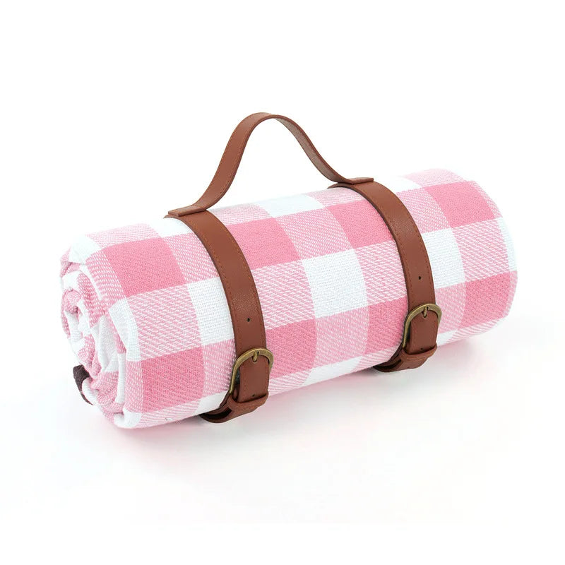 Waterproof picnic blanket with leather carrying strap | Kalsten
