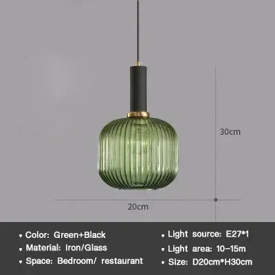 Modern Nordic Glass Pendant Light – Single Head LED Hanging Lamp for Dining Room, Bedroom, Cafe, and Study – White, Green, Cognac & More | Kalsten