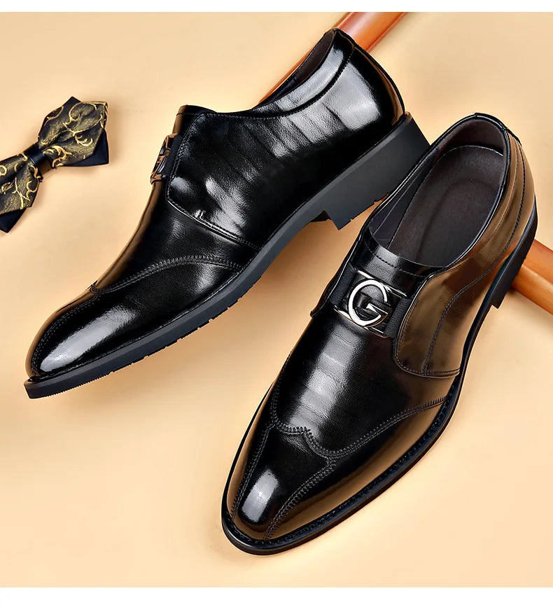 Kalsten | Men's Leather Shoes Stylish Men's Shoes Pointed Oxford Wedding Leather Men's Dress Shoes Gentleman Office Man Shoe