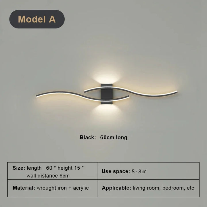 Modern LED Wall Lamp – Black, White, and Gold Wall Light Sconce for Living Room, Bedroom, Bedside, and Decorative Lighting | Kalsten