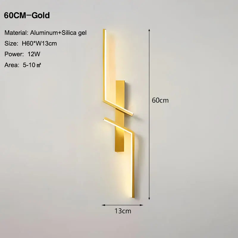 Nordic Black and Gold LED Wall Sconce – Modern Wall Light Fixture for Bedroom, TV Background, Stairs, and Indoor Spaces | Kalsten