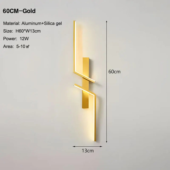 Nordic Black and Gold LED Wall Sconce – Modern Wall Light Fixture for Bedroom, TV Background, Stairs, and Indoor Spaces | Kalsten