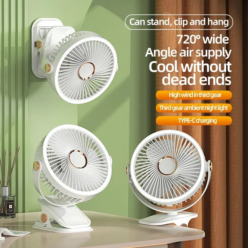 Multi-Angle Outdoor Clip-On Rechargeable Cooling Fan | Kalsten