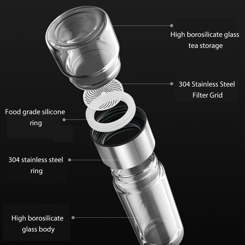 Kalsten | 2in1 Double Wall Thermal Smart Tea Glass Bottle