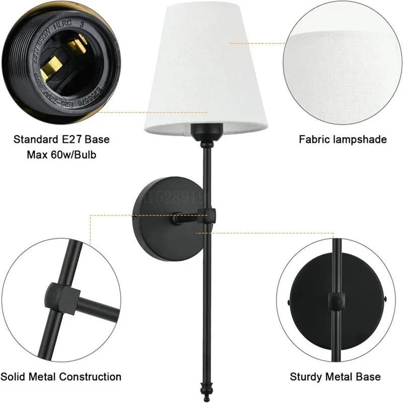 Modern American LED Wall Lamp with Cloth Lampshade | Kalsten