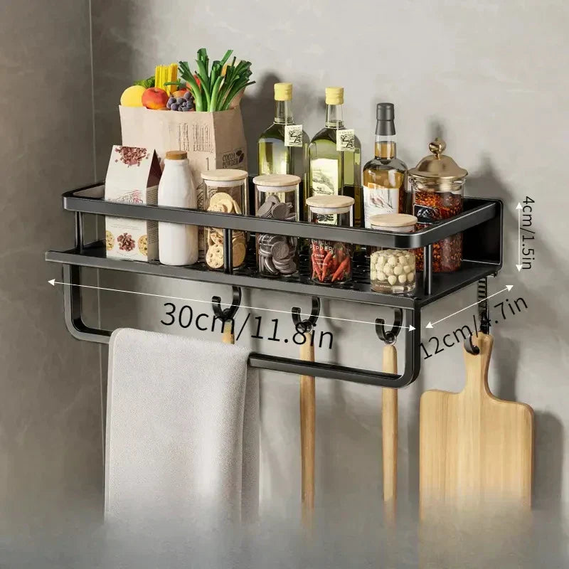 Wall-Mounted Aluminium Kitchen Storage Shelf