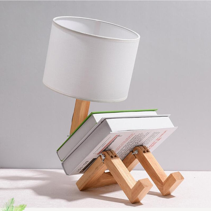 Robot Form Wood Table Lamp | Kalsten