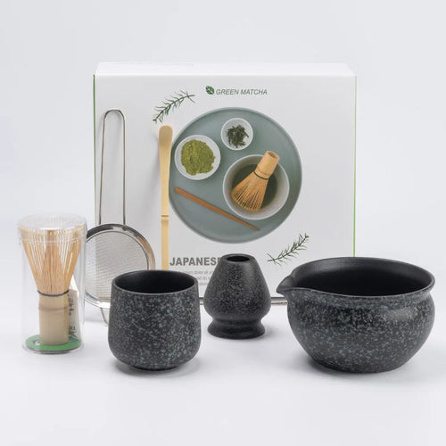 Matcha Bowl Set Green Standard Size Bamboo Ceramic with Whisk for Matcha Tea