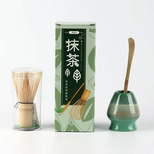 Bamboo Matcha Whisk Set 100-Prong Chasen with Scoop Eco-Friendly Tea Preparation Tool
