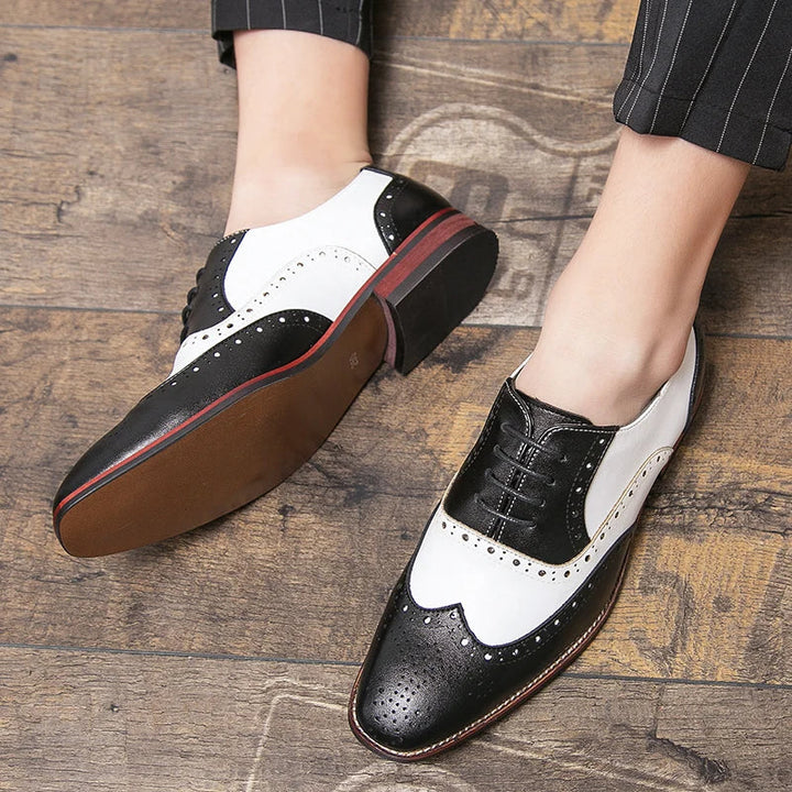 Kalsten | Men's Luxury Shoes Brogue Lace-up Casual British Style Contrast Color Oxford Office