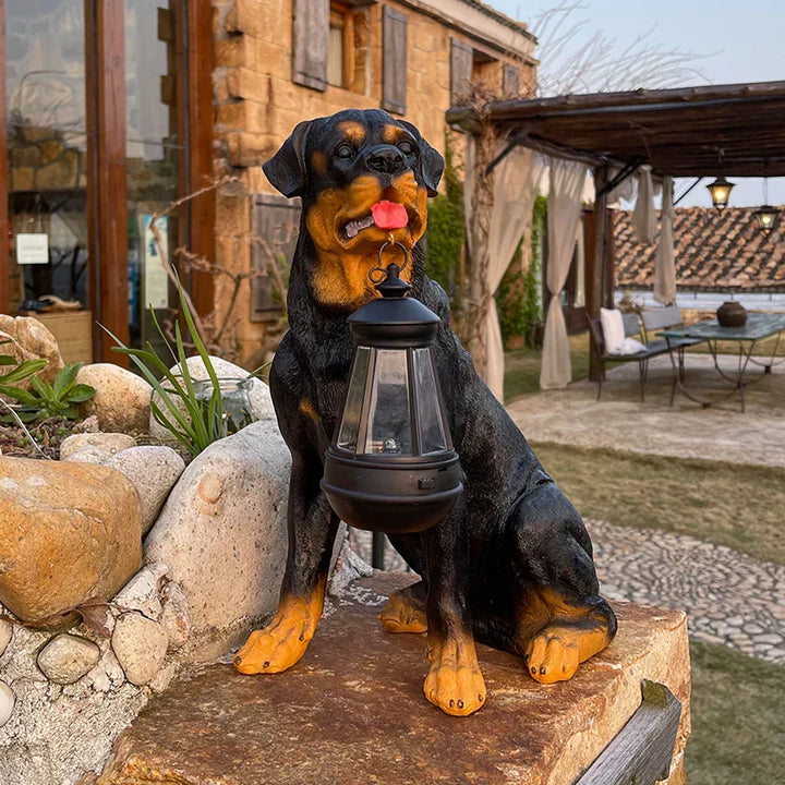 Kalsten | Solar-Powered Outdoor Resin Dog Statue Lamp