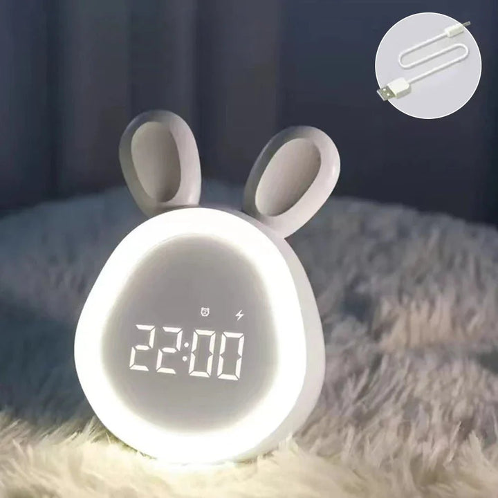 Rabbit-Shaped Kids' Alarm Clock with LED Night Light - BunniGlow | Kalsten