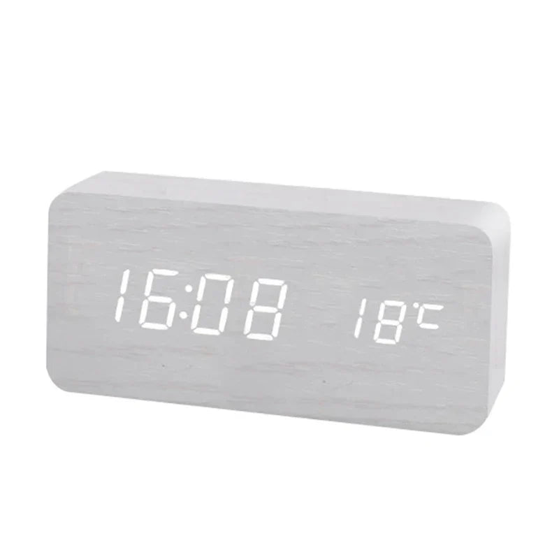 Wood Digital Alarm Clock – LED Display