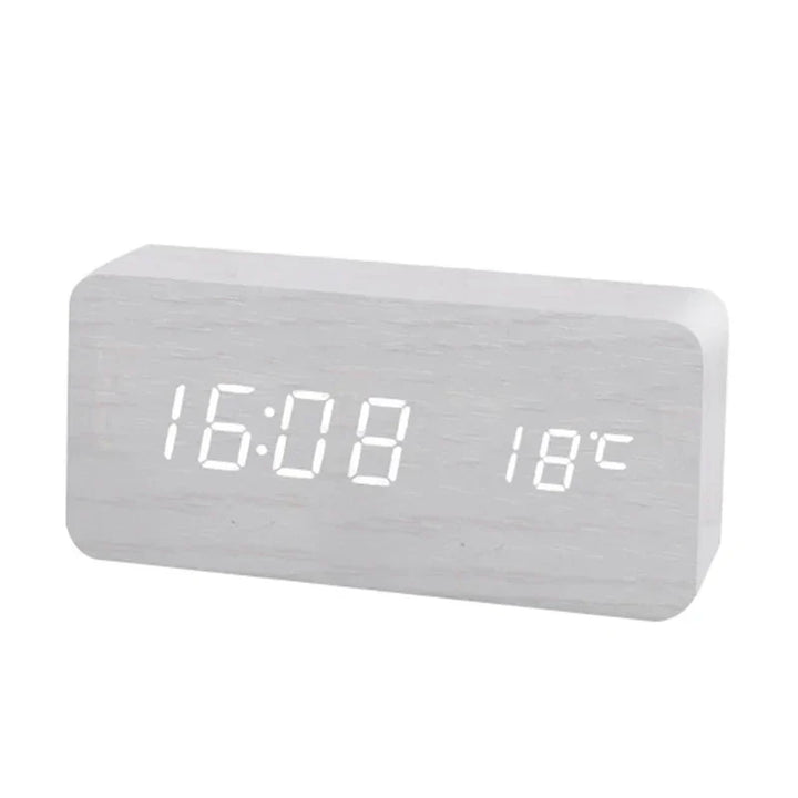 Wood Digital Alarm Clock – LED Display