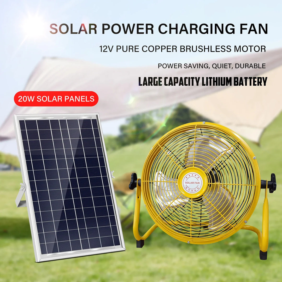 214-Inch Portable Rechargeable Table Fan – Solar & AC Powered Dual Input for Home, Camping & Fishing | Kalsten