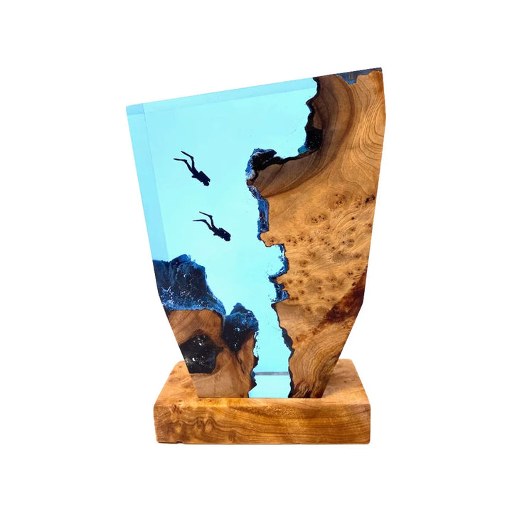 OceanGlow Luxe Illuminating Table Lamp – Serene Epoxy Resin with USB Charging Noxord