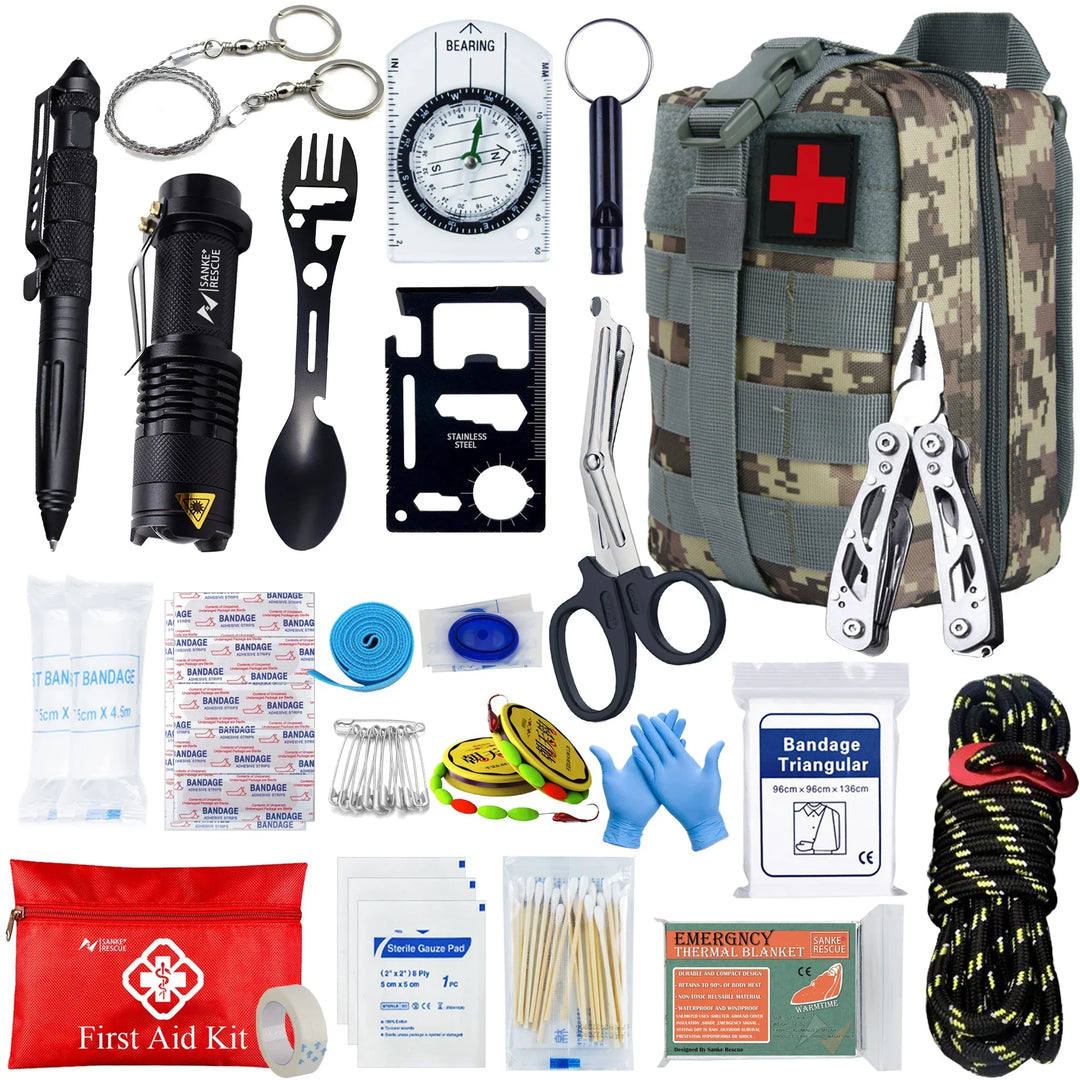 Kalsten | Survivora24 Emergency Set | 24-Piece Outdoor Survival Kit with First Aid Equipment | For Hiking, Camping, Disaster Protection & Adventure