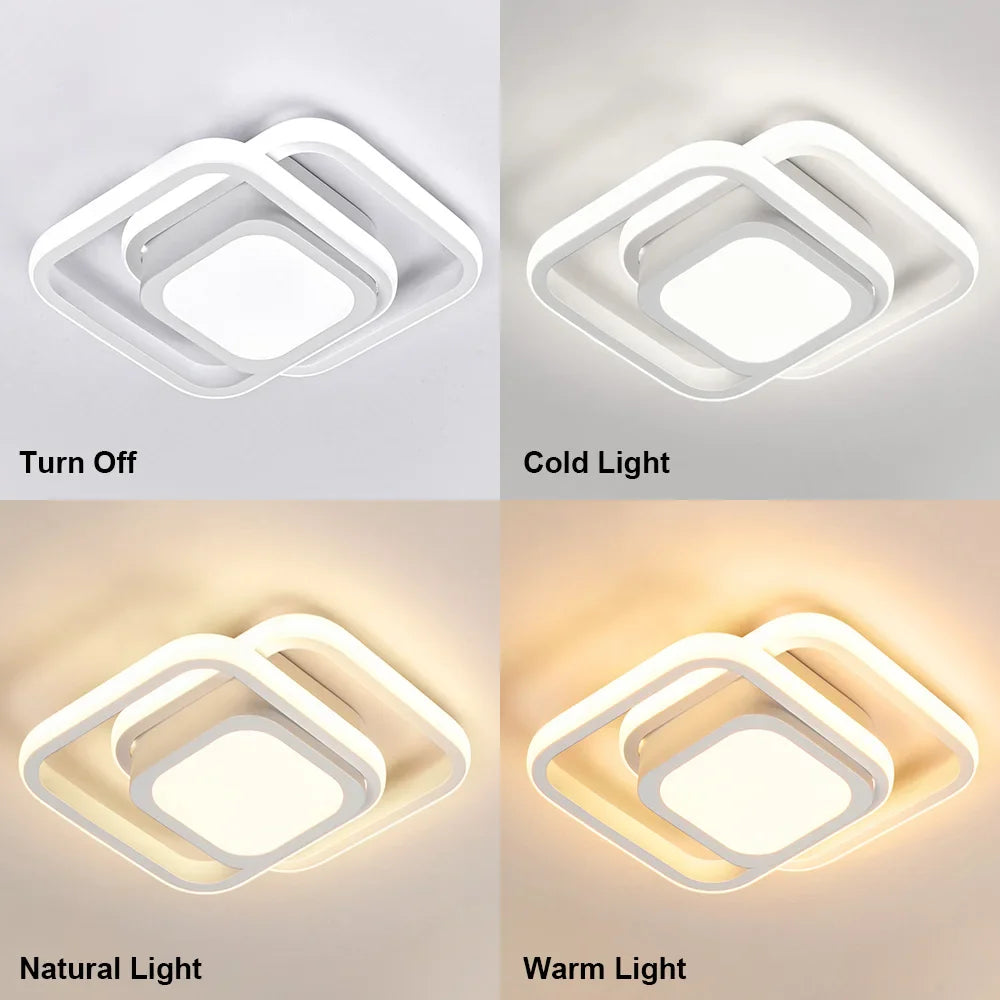 Modern LED Aisle Ceiling Light – 2-Ring Surface-Mounted Lighting Fixture for Hallway, Balcony, and Indoor Spaces | Kalsten