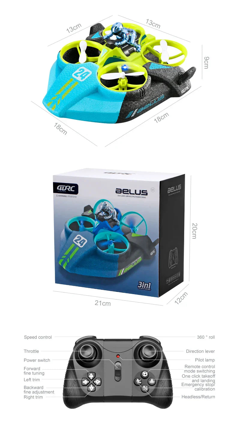 Kalsten | RC 3 in 1 Sea Land And Air Flying Boat Car Toy