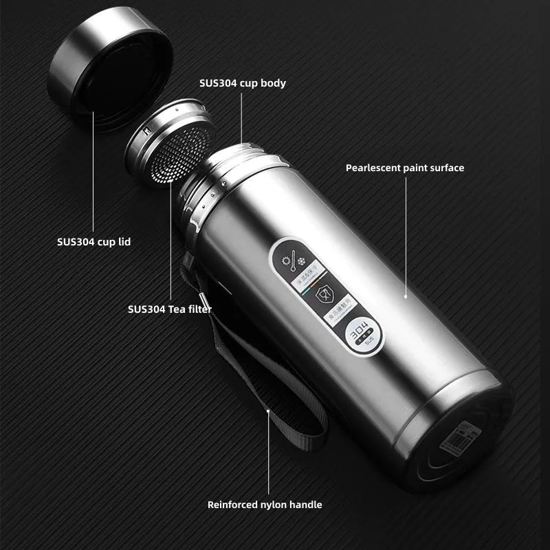 TempraBottle – Smart Thermos Bottle with LED Temperature Display (800ml–1L) | Kalsten