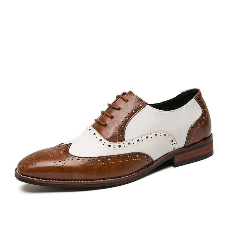Kalsten | Men's Luxury Shoes Brogue Lace-up Casual British Style Contrast Color Oxford Office