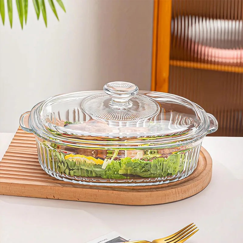 Kalsten | 4-piece Glass Bakeware Set with 2 Bakeware Dishes with Glass Lids, 1.9 Qt and 3 Qt