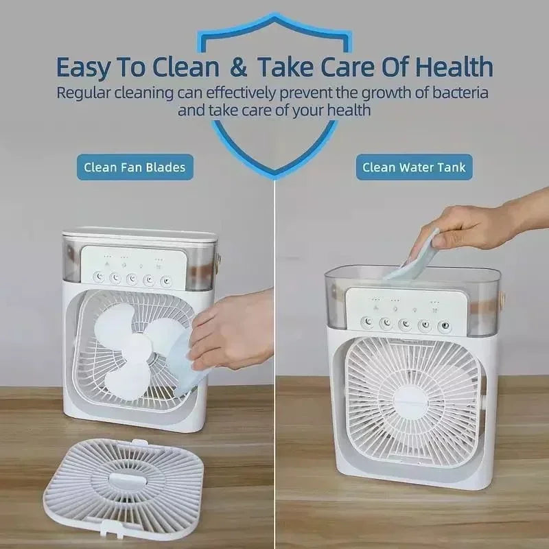 3 In 1 Fan AIr Conditioner Household Small Air Cooler LED Night Light Portable Humidifier Air Adjustment Fan Office Home Fan New | Kalsten