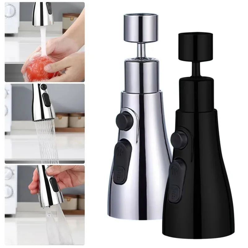 HydroFlex360 – Multifunctional 360°/720° Rotatable Kitchen Faucet Attachment with 3 Spray Types | Kalsten