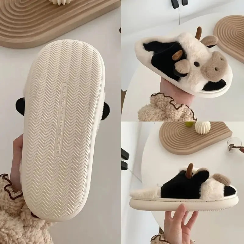 Funny Cow Slippers for Men and Women – Fluffy Winter Slippers, Cozy and Warm, Non-Slip and Soft for Home | Kalsten