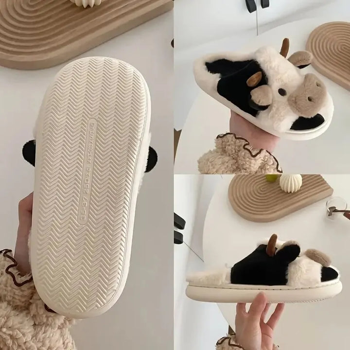 Funny Cow Slippers for Men and Women – Fluffy Winter Slippers, Cozy and Warm, Non-Slip and Soft for Home | Kalsten