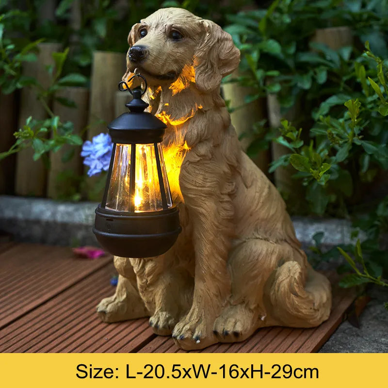 Kalsten | Solar-Powered Outdoor Resin Dog Statue Lamp