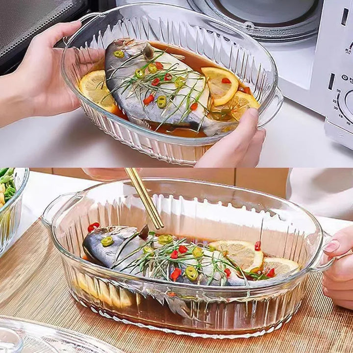 Kalsten | 4-piece Glass Bakeware Set with 2 Bakeware Dishes with Glass Lids, 1.9 Qt and 3 Qt